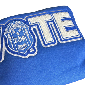 เสื้อสเวตเชิ้ต Zeta Phi Beta Sorority Chenille VOTE รุ่นวินเทอร์ สีน้ำเงิน สำหรับผู้หญิง ตัวอักษรกรีกแบบกำหนดเอง คอกลม คุณภาพสูง นุ่มสบาย - Product Image 3