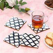 Handmade bone inlay coaster set Bone inlay coaster for coffee <b>table</b> Decorative bone inlay drink coasters at <b>low</b> price - Product Image 4