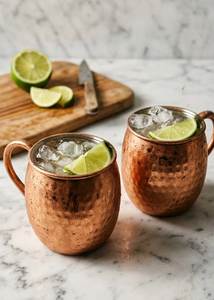 Copper cocktail serving mug set for luxury premium lounge <b>tables</b> hammered finish metal cups durable reusable party mugs - Product Image 4
