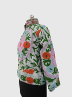 Veste à col mandarin brodée à la main avec des motifs floraux, manches longues, en coton, pour femmes, taille plus, vêtements de printemps