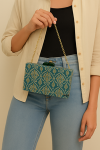 Bolso de Mano de Lujo Hecho a Mano, Duradero y Ecológico, de Madera y Resina, con Diseño Geométrico Incrustado, Cadena Cruzada, Logotipo Personalizado, Bolso de Noche - Product Image 5