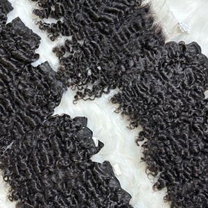 Nouvelle Texture 100% cheveux humains pleine cuticule alignée cheveux crus noir birman bouclés génie trame Machine faisceaux de Qhair - Product Image 4