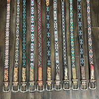 Nouveau design personnalisé de ceinture perlée en cuir usiné à la main de cow-boy occidental de luxe ceinture à perles en alliage avec boucle ardillon en cuir véritable ceinture de créateur avec plumes