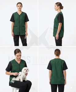 Women's <b>Green</b> Short Sleeve smocks Uniform with Front Pockets Breathable Polyester Top - Product Image 5