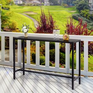 55\" Outdoor Adjustable Feet Rectangle Narrow Counter Height Bar Table for Balcony Patio Garden Bar Tables Product Category - Product Image 3