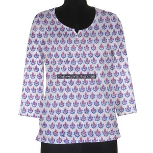 Bloque de mano Estampado Casual Túnica Impreso Cómodo Top Playa Sexy Kurti Ropa Bloque de mano Jaipuri Sanganeri Impreso Diseñador - Product Image 1
