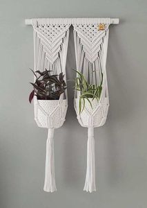 Support de plante en macramé en coton naturel fait main de qualité export, élégant et suspendu, pour intérieur, extérieur, maison et jardin, à vendre - Product Image 4