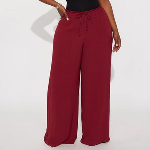 Wide Leg Sweatpants High Waist Drawstring Lounge Pants Ladies Loose Fit Fleece Sweatpants Casual Wide Leg Joggers Women - Product Image 1