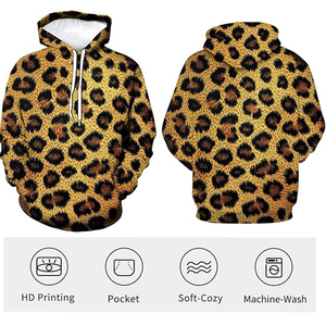 Unisex <b>Leopard</b> Hoodie Cotton Fleece Streetwear Pullover <b>Sweatshirt</b> Urban Fashion Custom Logo OEM Wholesale - Product Image 3