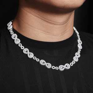 Collier en argent 925 avec diamants de laboratoire, maillons infinis et accents en forme de cœur, bijoux de luxe - Product Image 1