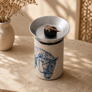 Arabic Wooden Bakhoor Burner Fabric Horse Design Metal Bowl <b>Incense</b> <b>Holder</b> Arabic Mabkhara Ramadan Eid Gift Home Fragrance Decor - Product Image 1