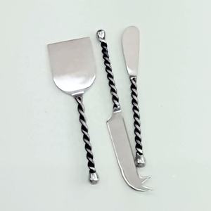 new product stainless steel Silver cheese Spreader set With <b>twisted</b> Ball End handle Silverware cheese slicer set - Product Image 1