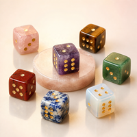 Dés carrés en pierre de cristal naturelle précieuse avec points dorés, écologiques, de luxe, pour jeu familial de Mahjong américain, coffret cadeau pour soirée de jeu