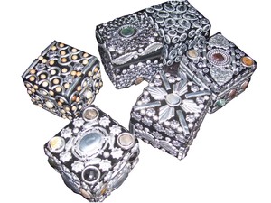 Black Nickel Plated Zinc Alloy <b>Rectangular</b> Tie Clip Agate Stones Antique Design Folk Art Collectible Embossing Printed - Product Image 1
