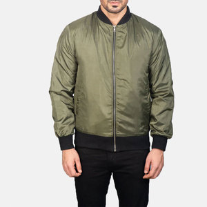 Veste décontractée pour homme, vert olive, fermeture éclair, coupe classique, extérieur en polyester, couleur unie, pour l'automne - Product Image 5