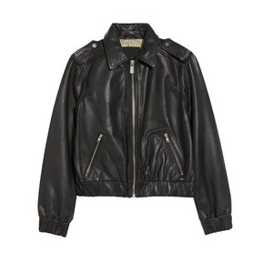 OEM Custom Women Genuine Leather Woven Breathable Vintage Biker Style Jacket with Custom Logo Embroidery - Product Image 1