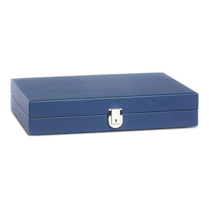 Blue Wood Leather Pasting <b>Backgammon</b> Set With Case Dice Cups & Playing Pieces Portable Strategy <b>Board</b> Game For Family Travel Fun - Product Image 4
