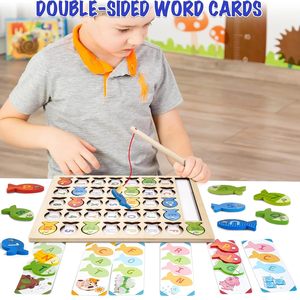 Jeu de pêche en bois, chiffres et lettres, puzzle de poissons colorés, jouet éducatif pour l'apprentissage des enfants - Product Image 2