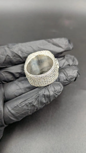 Luxury <b>Men</b> 925 Sterling Silver Moissanite Cocktail <b>Ring</b> Shield Shape Pave Setting Round Brilliant Cut Wedding Statement Jewelry - Product Image 3