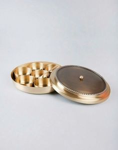 Traditional Brass Masala <b>Box</b> With Lid For <b>Herbs</b> Spices Storage And Household Kitchen Utility Use - Product Image 4