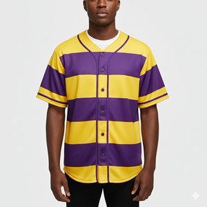 Uniformes Deportivos Personalizados Sublimados para Equipos de Béisbol, Diseño Único con Rayas para Hombre, 100% Poliéster, Corte Atlético Corto - Product Image 2