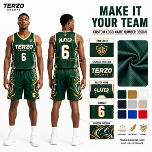 Uniforme de Baloncesto Emerald Champion, Conjunto de Jersey y Pantalones Cortos de Malla de Diamantes de Lujo con Logotipo del Club Personalizado, Nombre y Número del Jugador - Product Image 4