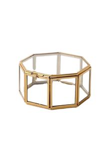 Octagonal Brass <b>Glass</b> Jewelry Storage Box Elegant Decorative Trinket Organizer for Vanity <b>Desk</b> Gift and Home Decor - Product Image 2