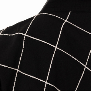 Traje de Karate Negro para Hombre con Patrón de Cuadrícula Blanca, Corte Regular, 100% Poliéster, Conjunto de Ropa Duradera para Artes Marciales, Talla Adulto - Product Image 5