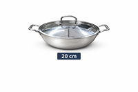 Olla Kadai Premium de Acero Inoxidable con Tapa, Wok Profundo para Cocinar, Sartén India con Doble Asa para Curry, Verduras, Cocina Casera y Restaurantes