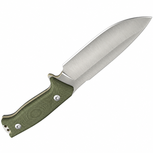 Cuchillos de Caza con Empuñadura Texturizada Verde Oliva, Hoja Fija Plateada, Construcción de Espiga Completa y Doble Orificio en el Mango para Camping - Product Image 3
