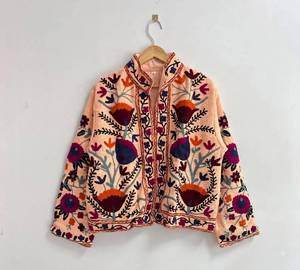 Wholesale Handmade Suzani Embroidered <b>Velvet</b> <b>Jacket</b> for <b>Women</b> Bohemian Floral Winter Fashion Outerwear - Product Image 1