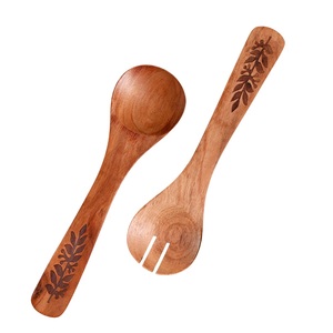 Handcrafted Premium Acacia Wooden Salad Server Set Of 2 Natural Wood <b>Serving</b> <b>Spoon</b> And Fork For Mixing And Tossing Salads - Product Image 5