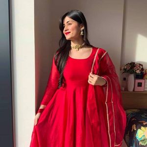 Vestido Anarkali de Seda Tibby Premium con Pantalón y Dupatta de Encaje Elegante, Conjunto de Traje Étnico de Diseñador para Fiestas, Venta al Por Mayor Directo de Fábrica - Product Image 1