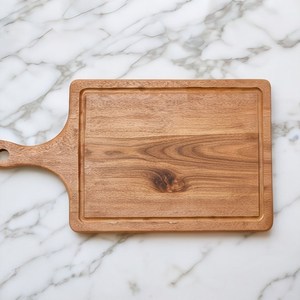 Planche à découper rectangulaire en bois de noyer avec rainure pour les jus et bord arrondi épais - Product Image 1