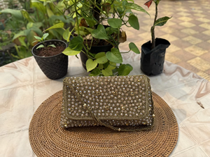 Pochette élégante et légère à motif léopard, ornée de perles, avec rabat, sac de soirée scintillant en cristal pour mariage, sac à main décoratif en cristal - Product Image 4