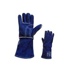 Guantes de Soldadura ISONZ de Cuero Vacuno Azul Gamuzado, 35 cm, Forro de Algodón, para Uso Industrial TIG/MIG, Resistentes al Calor, Sin Silicona - Product Image 4