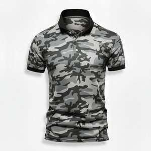 เสื้อโปโลกอล์ฟพิมพ์ลายแบบซับลิเมชั่นสั่งทำขายส่ง เสื้อกอล์ฟแขนสั้นผู้ชายแบบระบายความชื้น - Product Image 4