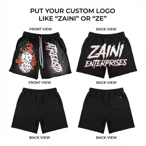 <b>Men</b> Acid Wash Sporty <b>Woven</b> <b>Shorts</b> 320GSM Premium Cotton Black Grey Custom Screen Print Logo Solid Casual Streetwear - Product Image 1