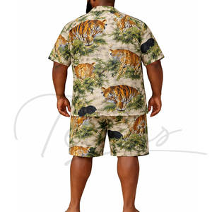 เสื้อเชิ้ตฮาวายแขนสั้นลายป่าสำหรับผู้ชายไซส์ใหญ่ ผ้าฝ้าย เสื้อผู้ชายสไตล์สตรีทแวร์ คุณภาพดี รับสกรีนโลโก้ - Product Image 5