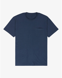 Camiseta de Manga Corta Azul Marino para Hombre, Hecha a Medida, Corte Regular, 100% Algodón Jersey, Cuello Redondo, Color Sólido, con Bolsillo Frontal, 2026 - Product Image 1