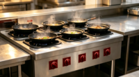 Cuisinière à gaz commerciale XY à 4 brûleurs en acier inoxydable, cuisinière à gaz pour hôtel, restaurant, cuisine