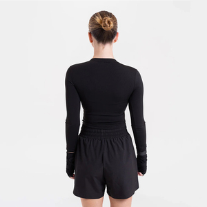 Camiseta Deportiva de Manga Larga para Mujer, Ajustada, Tejido Sólido, Anti-Pilling, Absorbe el Sudor, con Logotipo Personalizado, Nueva Colección, Venta al Por Mayor - Product Image 3