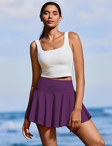 Conjunto de Falda de Pickleball Morada para Mujer, Top Corto Negro sin Mangas, Ajustado, Transpirable, Ropa Deportiva de Poliéster para Todas las Temporadas - Product Image 2