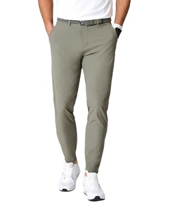 Men's Olive Green Golf <b>Pants</b> Solid Color Breathable Knitted <b>Spandex</b>/Nylon Casual Fit Elastic Waist Closure Quick Dry Four-Way - Product Image 1