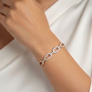 Pulsera de Cadena con Eslabones y Diamantes de Laboratorio Redondos de 1.50CTW en Oro, Color DEF, VVS2, Corte Brillante, Oro Sólido, Joyería Ética - Product Image 2