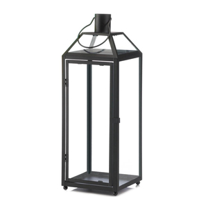 Lanterne à bougie géométrique en métal noir et verre style ferme, porte-bougie pyramidal pour jardin extérieur, patio et centre de table de mariage - Product Image 5