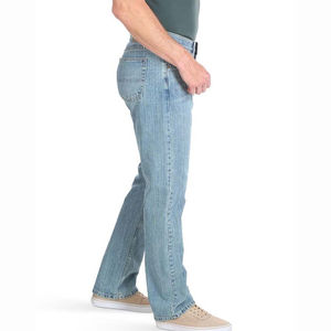 กางเกงยีนส์ผู้ชายทรงตรงแบบทนทานจากโรงงาน กางเกงยีนส์สีดำเท่ห์สำหรับผู้ชายขายส่ง กางเกงยีนส์ผ้าฝ้ายทรงเข้ารูปสำหรับผู้ชาย - Product Image 4