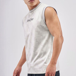 เสื้อกล้ามเจอร์ซีย์สีขาวคอกลมแบบไม่มีแขนลายตัวอักษรพิมพ์ลาย New York ทรงปกติ สวมใส่สบายๆ - Product Image 2