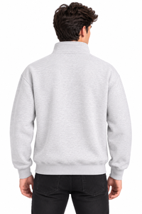 Livster Premium <b>Mens</b> Light <b>Grey</b> Half Zip <b>Sweatshirt</b> With High Stand Collar Full Sleeve Pullover Soft Fleece Fabric Warm Winter S - Product Image 3