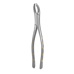 Forceps d'extraction dentaire universels en acier inoxydable # 17 instruments chirurgicaux ergonomiques à poignée en python creux doré pour molaires inférieures - Product Image 3